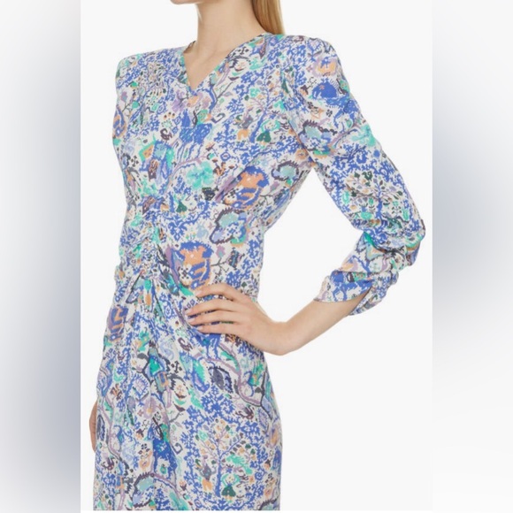 NEW $1395 Isabel Marant Albi Dot Print Ruched Stretch Silk Dress in 8 US / 40 FR - Picture 4 of 6